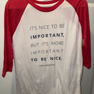 Red and White Graphic Raglan Tee